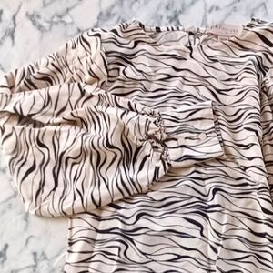 Philosophy Women XS/TP Shirt Top Black & White Zebra Animal Tall‎ Petite